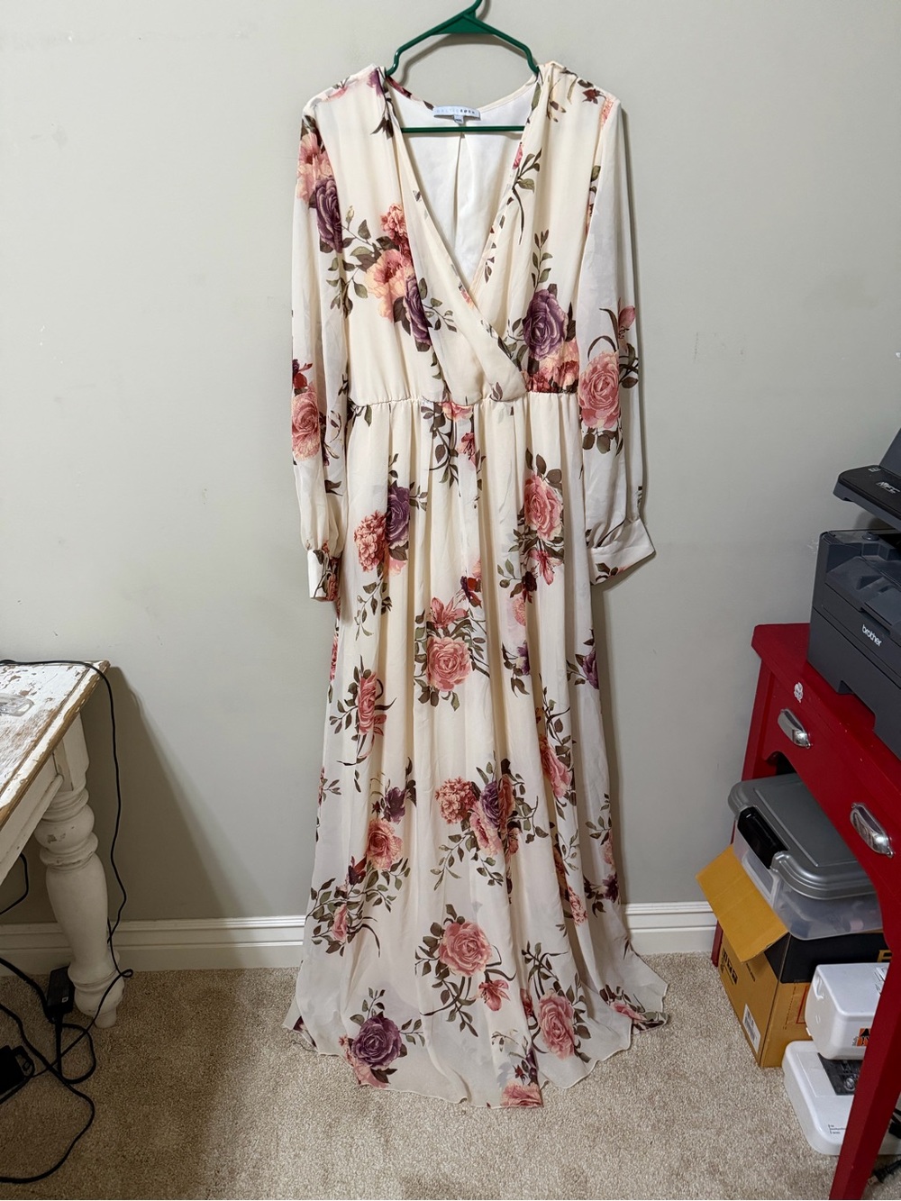 Baltic Born Cream Floral Wrap Maxi Dress xxxl ethereal wedding Prairie cottage